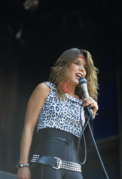 Lee Aaron on stage at the Reading Festival 1983